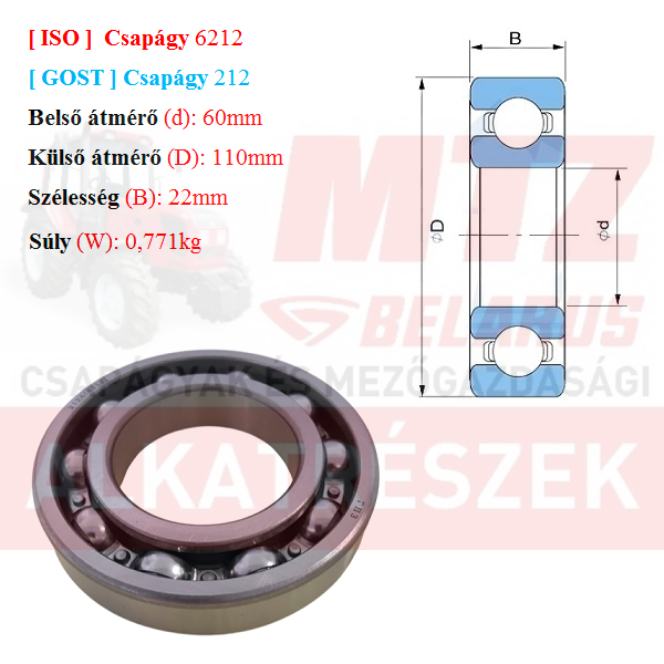 Csapágy 6212 GPZгпз-36